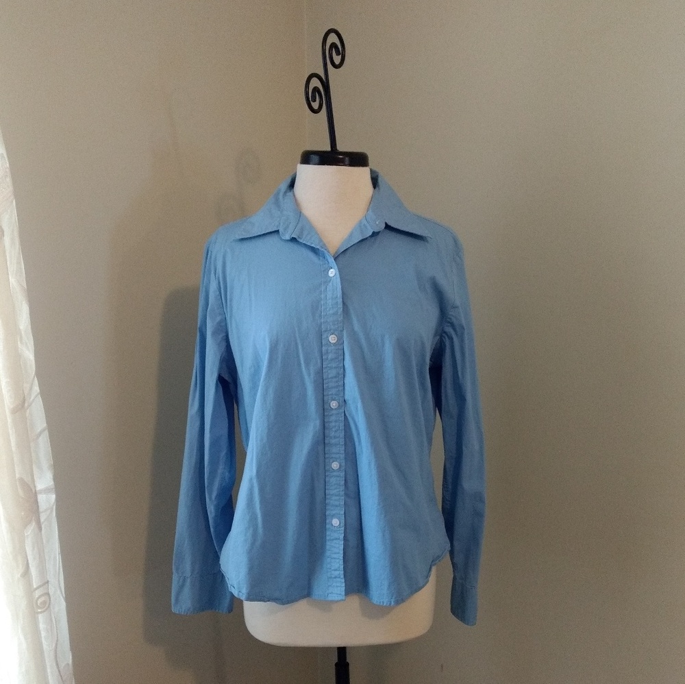 Gap Stretch Women's Cut Blue Button Down Shirt XL